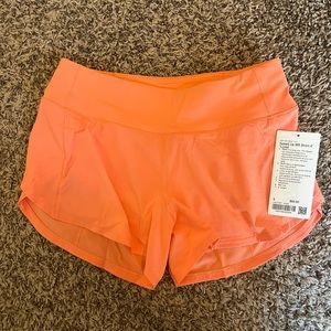 Lululemon speed up shorts 4” size 6. Sunny coral